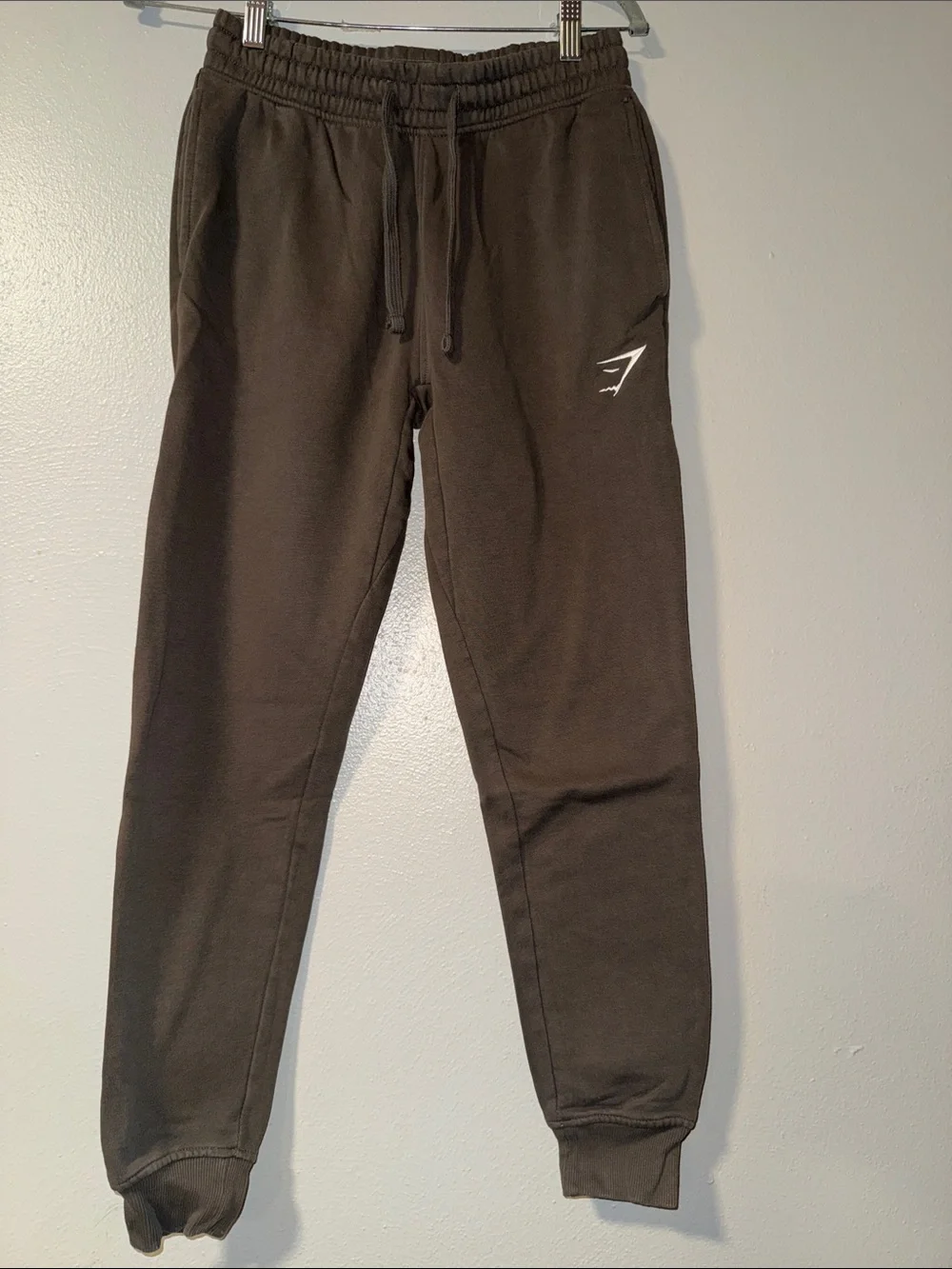 Gym Shark Men's Dark Brown Athletic Jogger Pants with Drawstring Waist